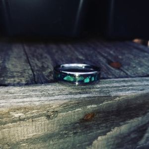 Size 8 ring purevian turquoise with crushed opal